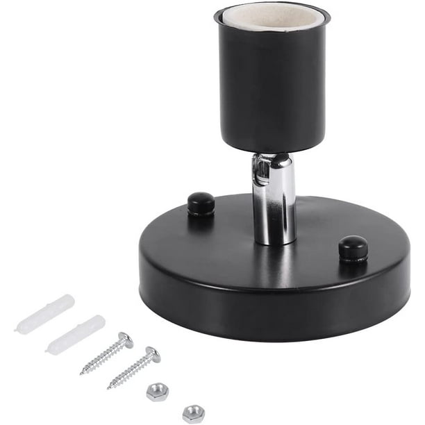 Portalámparas de metal vintage E27, portalámparas de techo, soporte de pared, lámpara colgante, lámpara de techo para el hogar, portalámparas E27 (negro)