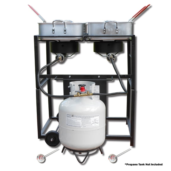 King Kooker XL Propane Double Fryer Cooking Cart in New Condition
