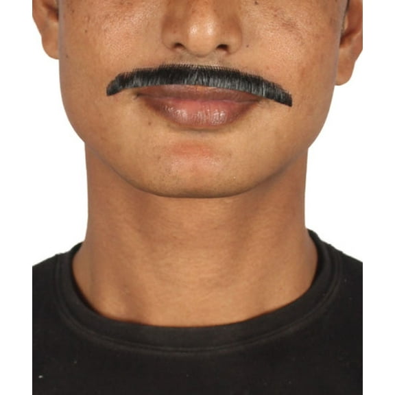 HPO Adult Men's Painter Brush Style Mustache Set | Black Cosplay Facial Hair, Made of Synthetic Fiber