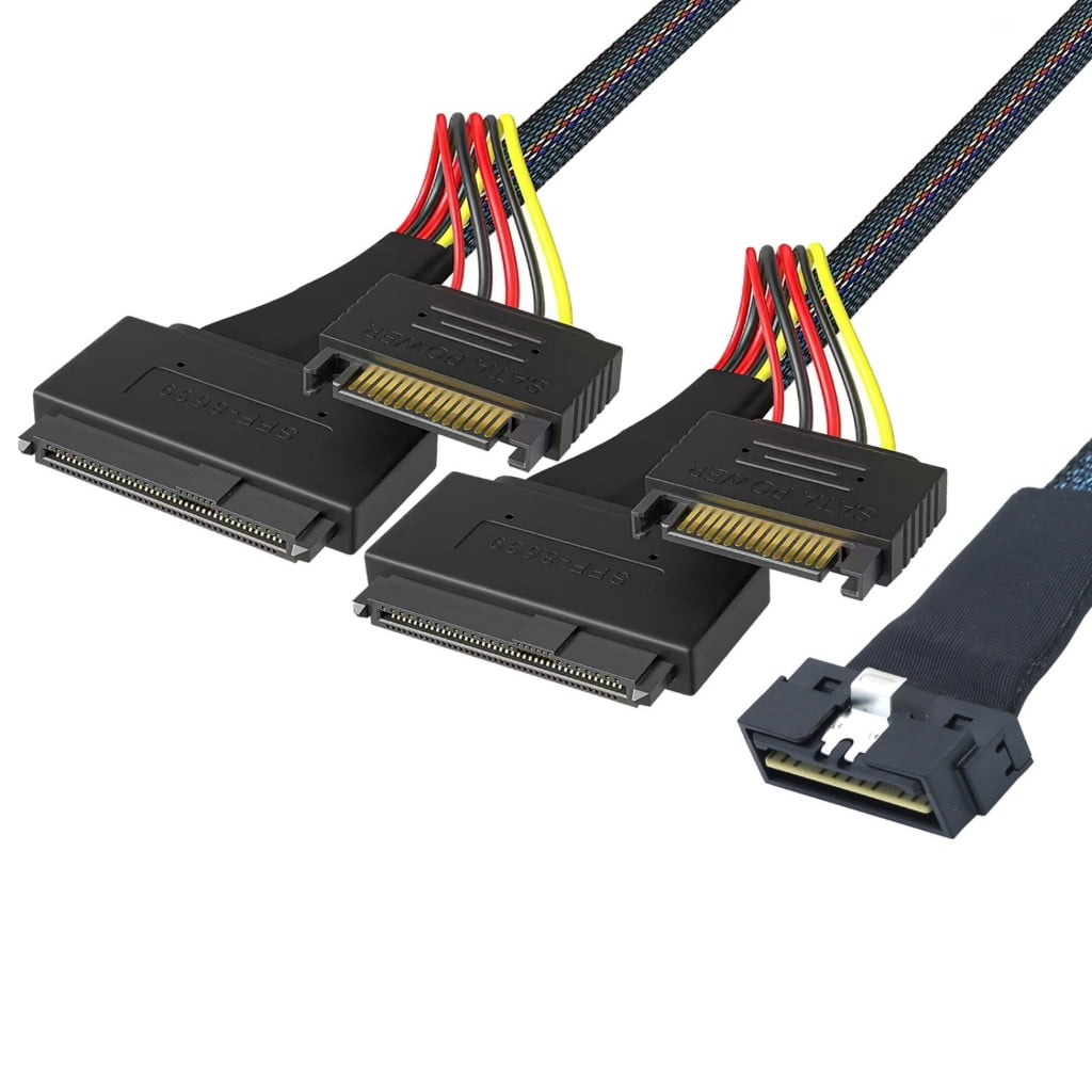 PCIE Slimline SASs All inclusives NVME PCIe HDDs Cable SFF 8654 8I to 2 SFF 8639 Cable Adapter with 15P SATAs Power