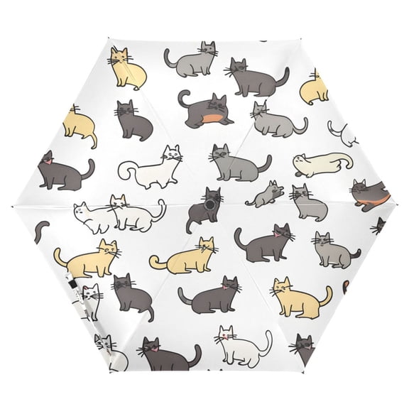 ALAZA Cat Pattern UPF 50  Compact Folding Umbrella for Rain Travel Umbrella Packable