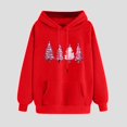 thumbnail image 2 of GA WEIHUA Saving,Christmas Sweatshirts for Women Merry Christmas Pink Tree Graphic Hoodie Oversized Fleece Hoodies Xmas Holiday Sweater with Pocket(Red,M), 2 of 5