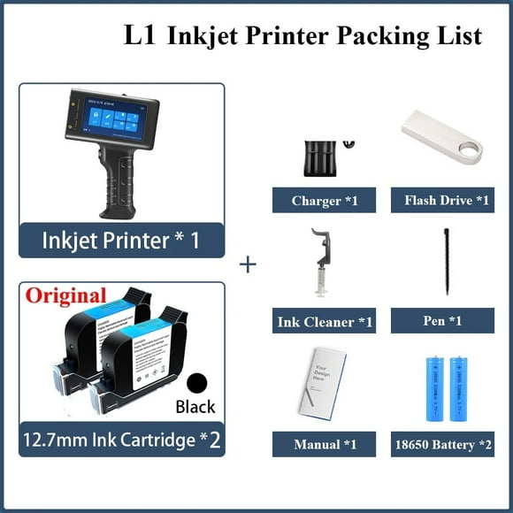 12.7mm Portable Handheld Inkjet Printer For Batch Number Barcode QR Code Textile Hand Printer Label Coding Machine ,Fast-Drying Ink with Crisp Output