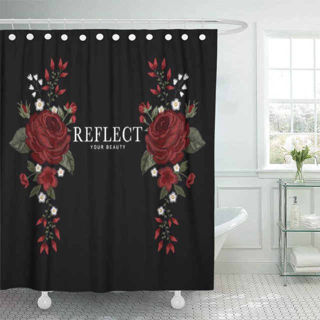 Cortina de ducha ABPHQTO Diseños Floral Rosa Letra Fase Reflejo 160x180 cm