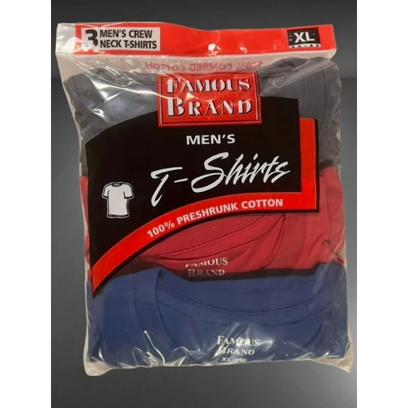 Famous Brand Crew Neck T-Shirts 3-Pack XL