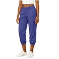 thumbnail image 2 of Akmaiox Linen Capri Pants for Women High Waist Elastic Belt Straight Leg Tapered Ankle Sweatpants Breathable Light Weight Summer Outdoor Workout Hiking Pants S-XL, 2 of 9