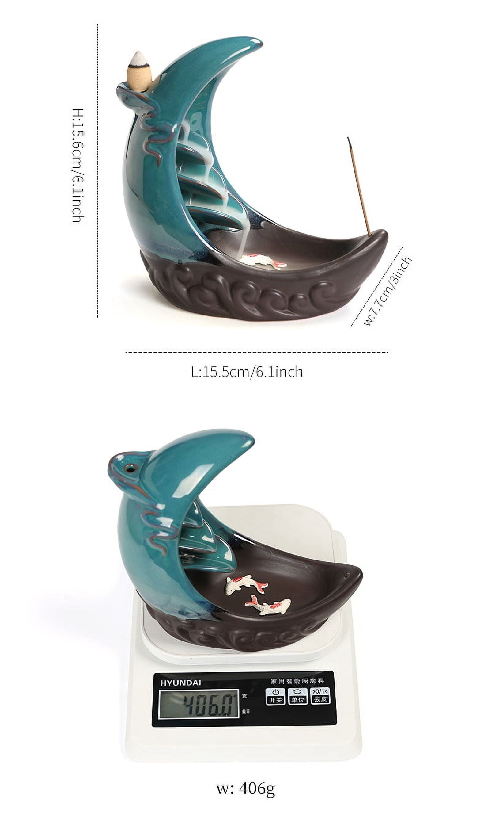 Moon Crescent Ceramic Incense Stick Holder Burner Aromatherapy Flowing Smoke Home Decor