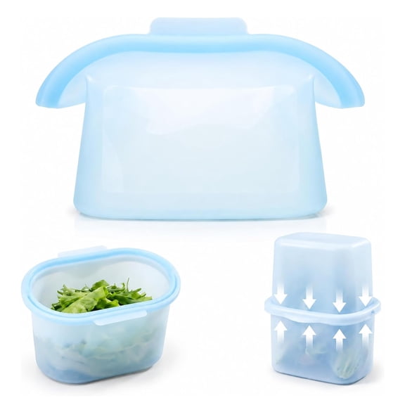 Everbag Silicone Food Storage Bags, Reusable, Leak-Proof Upright Freezer Bags, Microwave and Dishwasher Safe