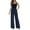 Blue, variant on Womens Sleeveless Jumpsuit - Wide Leg Overalls - Petite/Regular/Tall - Elastic Straps - Casual/Work - S-XXL