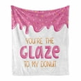 thumbnail image 1 of Lettering Soft Flannel Fleece Blanket, You Are the Glaze to My Donut Message Love Romantic Celebration Childish, Cozy Plush for Indoor and Outdoor Use, 50" x 60", Magenta and White, by Ambesonne, 1 of 5