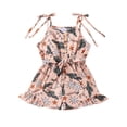 thumbnail image 2 of Aojekbee Little Girl Romper Casual Cow/Cactus/Butterfly Print Sleeveless Shorts Jumpsuit with Belt for Newborn Cute Clothes, 2 of 10