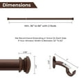 thumbnail image 6 of Deco Window 2 Pcs 52"-144" Extendable Curtain Rod for Door with End Cap Finials (1” Diameter, Brown), 6 of 7