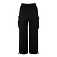 thumbnail image 4 of Black Womens Workwear Pants Fashion Streetwear Wide Leg High Waist Straight Vintage Baggy Trousers Overalls With Pockets Cargo Pants Women Size M, 4 of 5