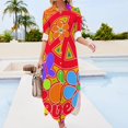 thumbnail image 3 of Pop Art Colorful Peace and Love Flower Power Art Long Sleeved Shirt Dress women's fashion dresses Dresses Casual dresses, 3 of 6