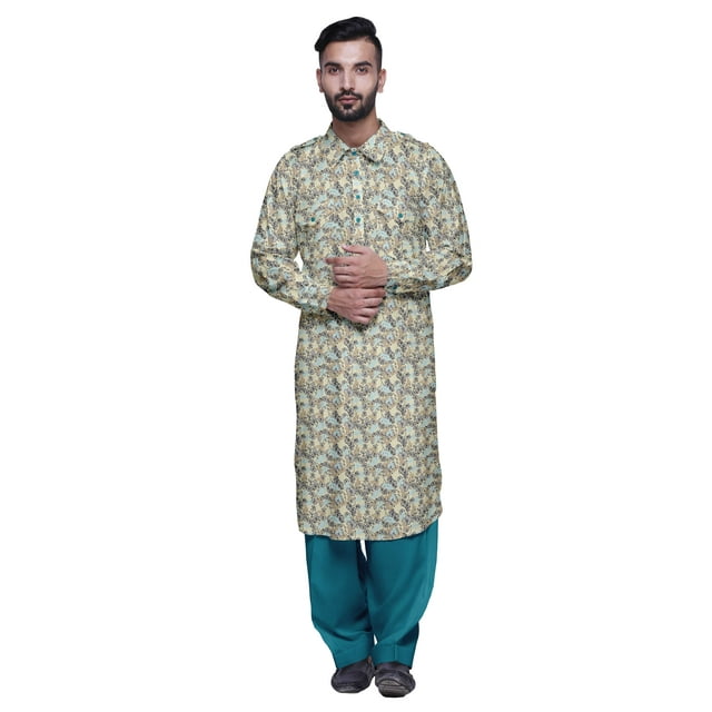 Atasi Kurta Classique à Col et Manches Longues pour Hommes, Ensemble Kurta de Mariage