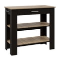 thumbnail image 4 of Cterwk Wood Kitchen Island with 2 Open Shelves and 1 Drawer, Perfect for Living Room, Dining Room, Kitchen, Black + Light Brown, 4 of 7