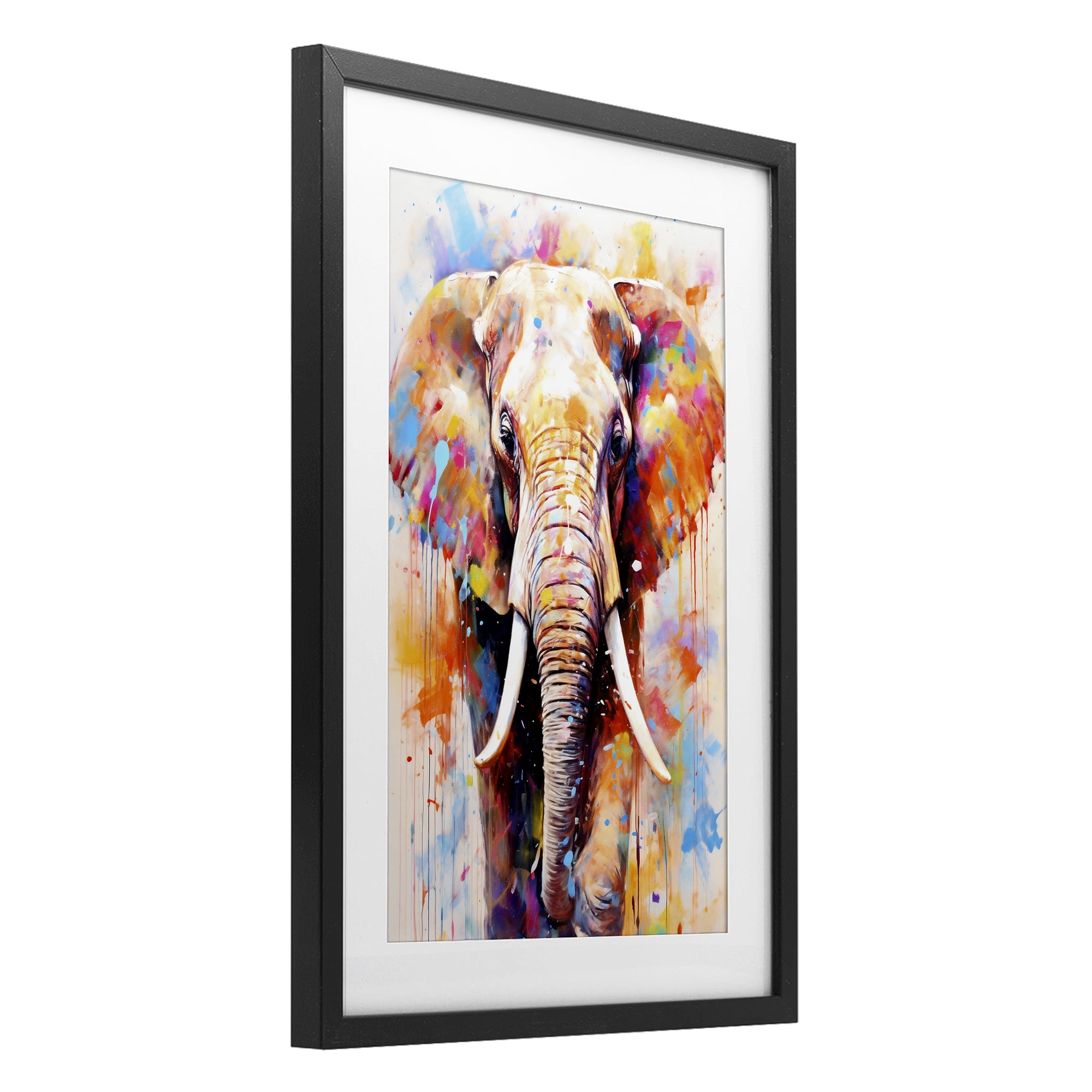 Stupell Industries Wild Elephant Bull Black Framed Print Under Glass, design by Ray Powers