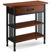 Leick Home 11261 Ironcraft Rustic Foyer Bookcase with Drawer Storage, Mission Oak and Black