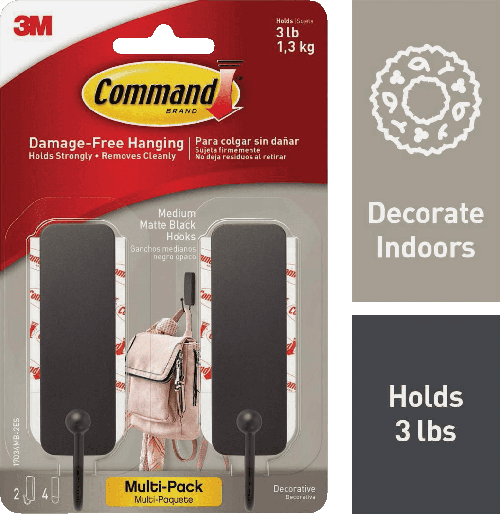 Command Decorative Adhesive Hook - Pack of 4 — Residential Use, Standard Application