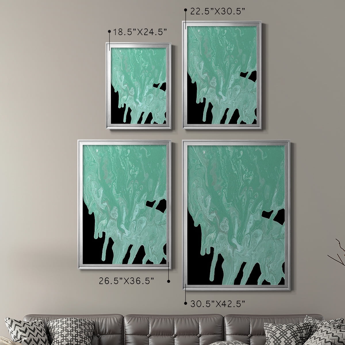 Teal Cascade I Premium Framed Print, in Gold, Black, or Silver - Ready to Hang