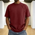 thumbnail image 2 of Timoontee Men's Solid Color Short Sleeve Round Neck Casual Fashion T-Shirt Red XL, 2 of 7