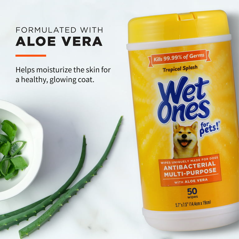 Wet Ones for Pets Multi-Purpose Dog Wipes with Vitamins A, C + E -  Fragrance-Free Dog Wipes for All Dogs Wipes with Wet Lock Sea
