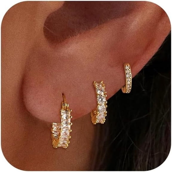 Gold Plated/Silver Hoop Earrings for Women Trendy,14K Gold Plated Cute Stud Earrings Small Huggie Hoop Earrings non tarnish Jewelry for Women