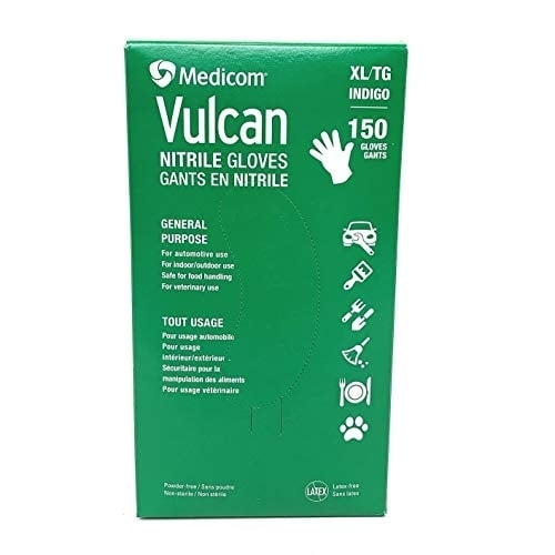 MEDICOM Vulcan Latex-Free Unisex Work Gloves, X-Large, Pair, Nitrile White