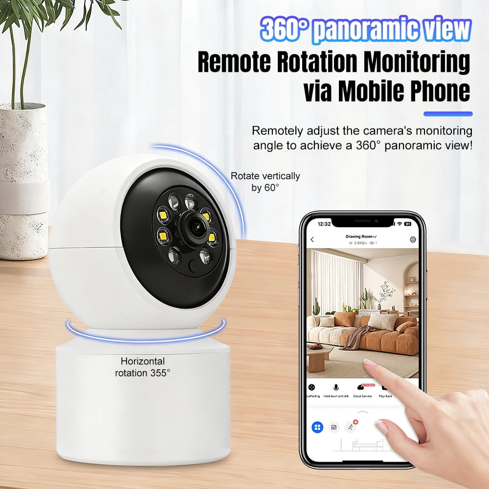 KEPEAK Indoor Wired PTZ Security Camera,1080P HD, Pan 355°Tilt 90°,24/7 Recording,AI Human Tracking,Night Vision,Two-Way Audio,32GB SD Card Included