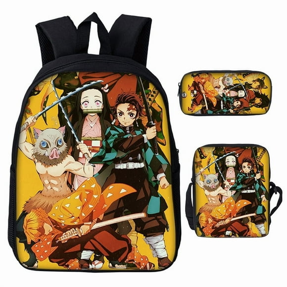 3D Demon Slayer Backpack Cartoon Backpack Three-Piece Printing
