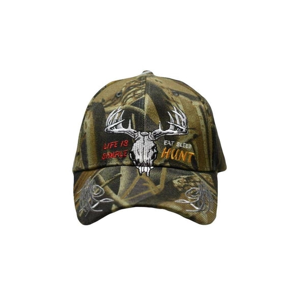 Life Is Simple Eat Sleep Hunt Deer Skull Camouflage Embroidered Cap Hat CAP908A