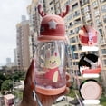 thumbnail image 1 of Taza de agua de gran capacidad para niños, vaso de plástico con forma de asta para guardería, con pajita, diseño de conejo, para verano, 1 of 5