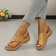 thumbnail image 3 of Flip Flops Arch Support Womens Orthopeic Wedge Sandals Adjustable Slingback Casual Summer Walking Shoes Beige Size 9, 3 of 8