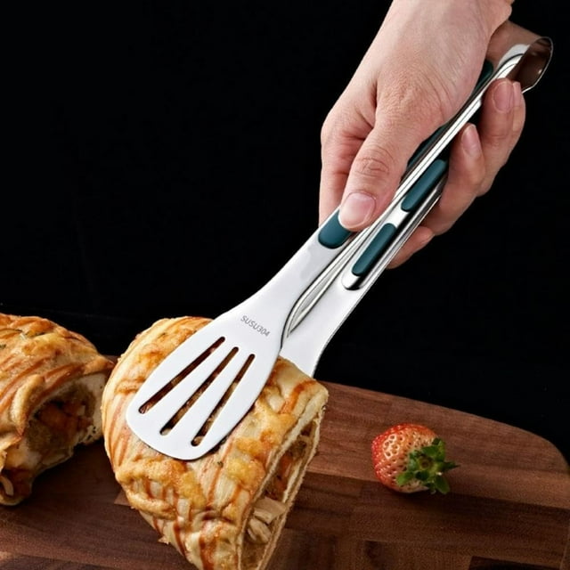 Compact Serving Tongs Small Food Cooking Tongs Kitchen Tongs Stainless Steel Metal Long Heavy Duty And Ergonomic Perfect For Kitchen Stainless Steel Tongs Kitchen Gadgets Dishwasher 9 Inch(sili