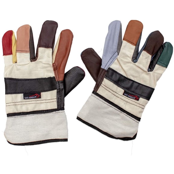 Safe Handler Handyman 3" Canvas Safety Cuff Grain Leather Gloves, OSFM (Pairs-3)