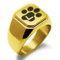 thumbnail image 1 of Stainless Steel Letter L Initial Cat Dog Paws Monogram Engraved Engraved Square Flat Top Biker Style Polished Signet Ring, 1 of 1