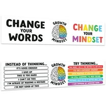 Koyal Wholesale Large Growth Mindset Classroom Banner Poster Sign for Teachers, Door, Wall Decor, 2-Pk