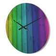 thumbnail image 3 of Designart 'Rainbow Colors On Wooden Planks' Modern Wood Wall Clock, 3 of 5