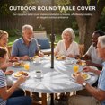 thumbnail image 3 of Round Outdoor Tablecloth with Umbrella Hole and Zipper, Grey Palm Trees Tablecloth with Elastic Waterproof, Farmhouse Tropical Summer Beach Patio Table Covers for 45" - 54" Picnic Pool Tables, 3 of 9