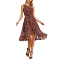 thumbnail image 2 of INSPIRE CHIC Women's Summer Dresses Wrap Ruffle Hem Round Neck Keyhole Back Sleeveless Floral Dress XL(18) Burgundy, 2 of 6