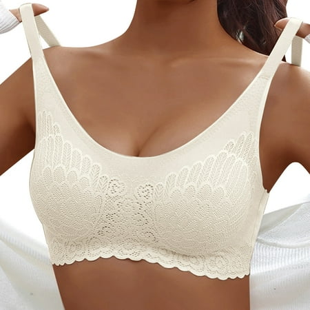 

TOWED22 Wireless Bras For Women Women s Plunge Bra Deep V Sexy Underwire Low Cut Bras T Shirt Cleavage Lightly Padded White 3XL