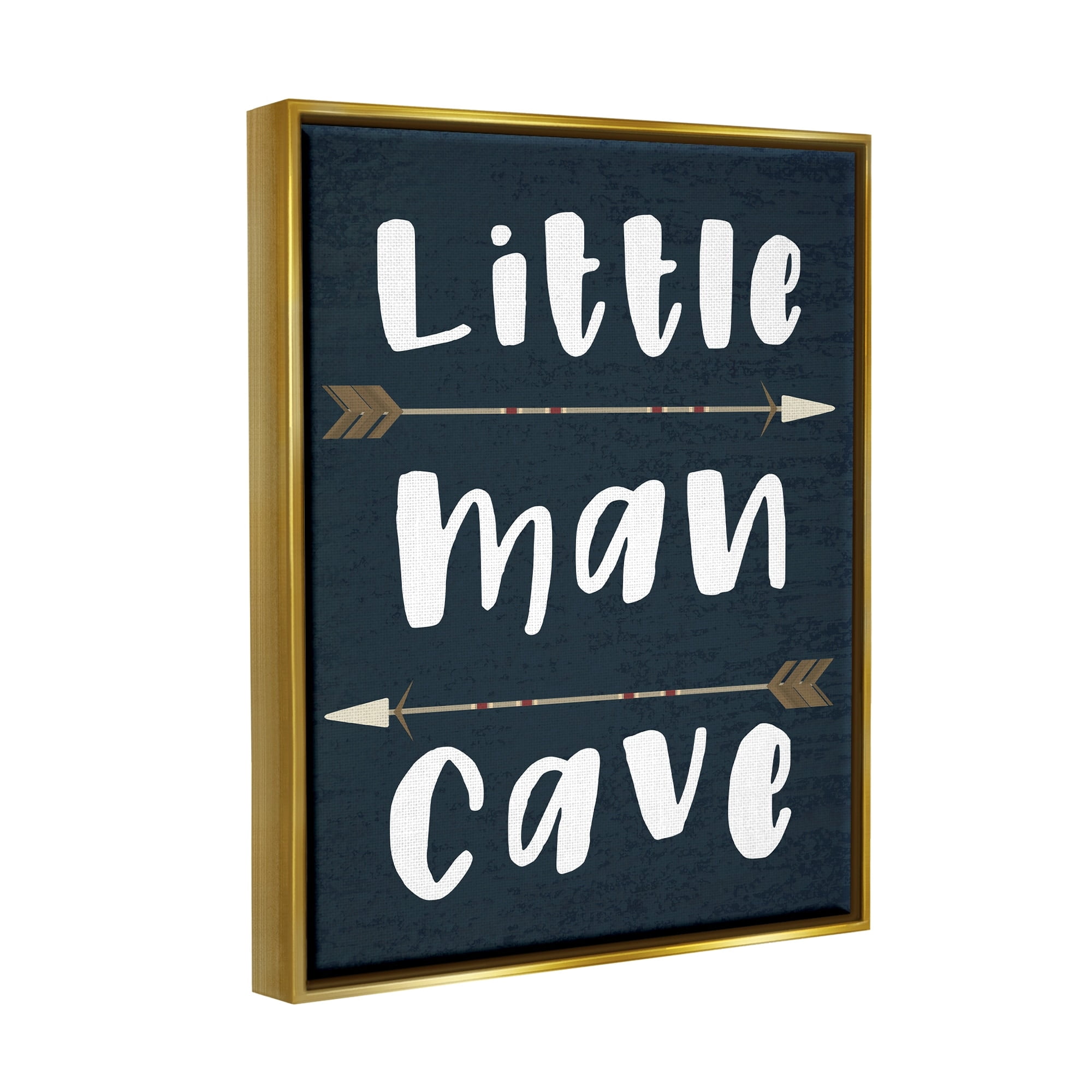 Stupell Industries Little Man Cave Arrows Metallic Gold Framed Floating Canvas Wall Art, 24x30, by Daphne Polselli