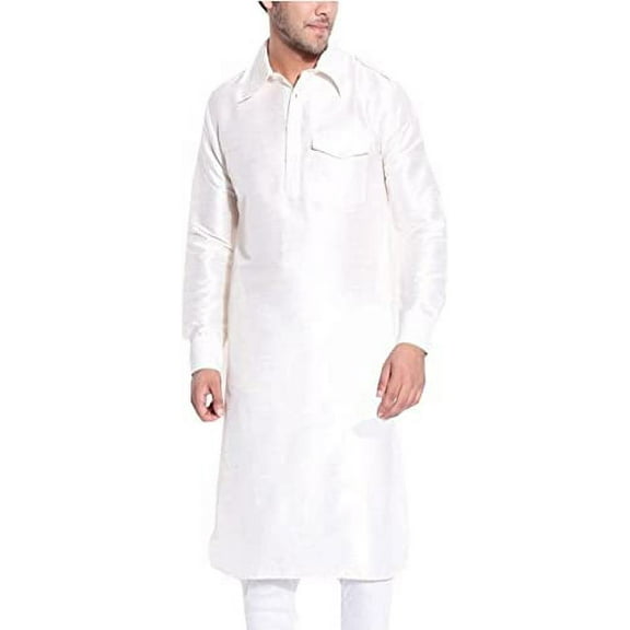 Royal Occassional Silk Blended Pathani Kurta's for Men White