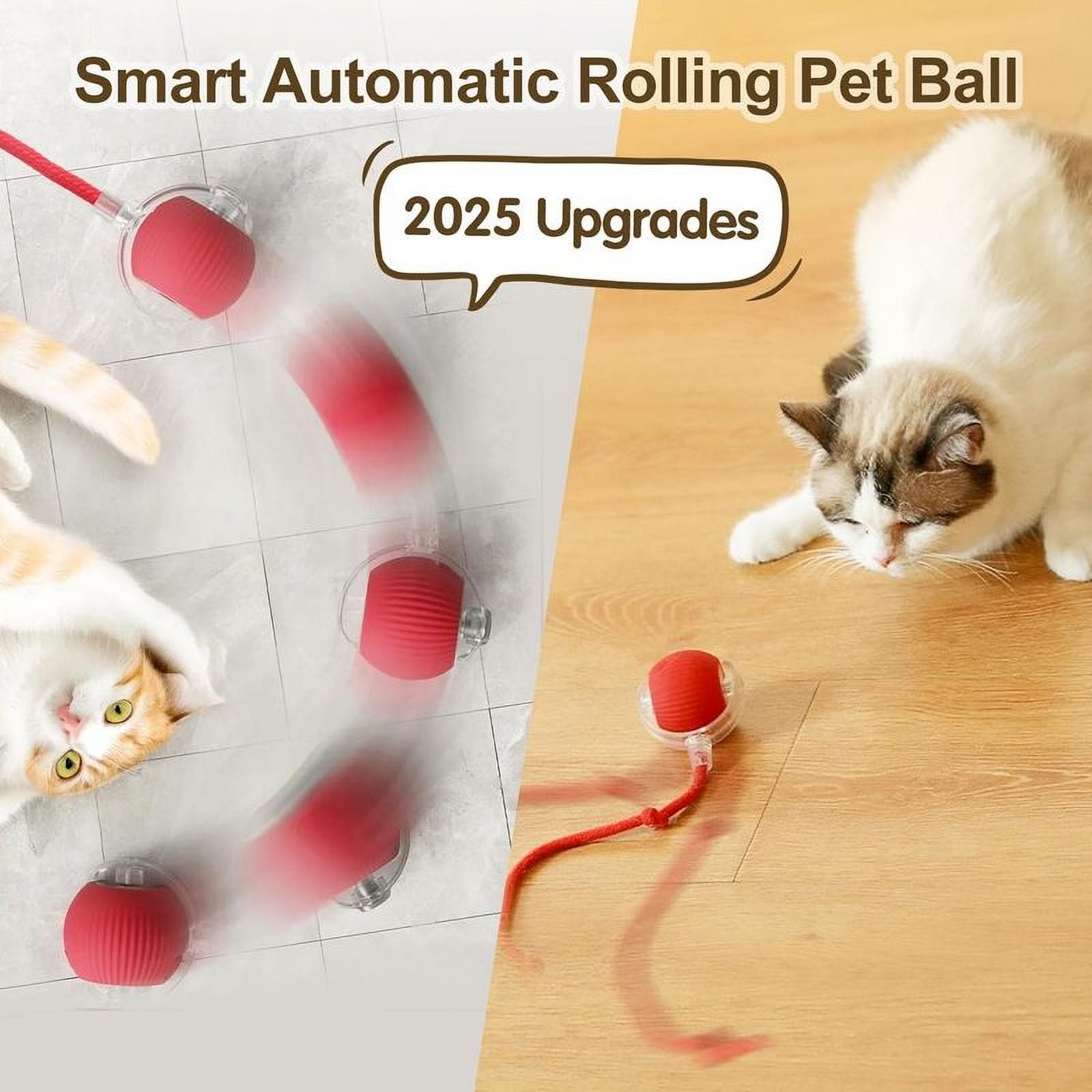 Cat Interactive Ball Toy, Automatic Rolling Ball with Tail, Reharbable Smart Pet Interactive Toy, Intelligent Mouse for Cat