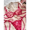 thumbnail image 4 of Conjunto de lencería con bordado de corazones, sujetador de malla sin forro y tanga de tiras, lencería y ropa interior sexy para mujer, 4 of 5