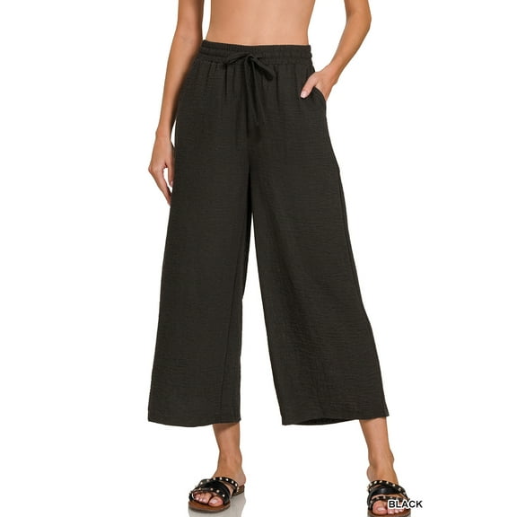 Zenana Women's Woven Crepe Elastic Waist Cropped Pants – Effortless Style & All-Day Comfort