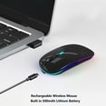 thumbnail image 3 of Mouse inalámbrico WREANU de doble modo, recargable, LED, negro, 3 of 7