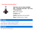 thumbnail image 2 of High Beam and Low Beam Headlight Bulb - Compatible with 2005 - 2021 Ford F-350 Super Duty 2006 2007 2008 2009 2010 2011 2012 2013 2014 2015 2016 2017 2018 2019 2020, 2 of 2