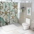 thumbnail image 7 of Creowell  Starfish and Seashells Shower Curtain, Weighted Bottom Vintage Beige Ivory Coral Conch Nautical Oncean Beach Bathroom Curtain Waterproof Fabric Machine Washable with Hooks White, 7 of 7