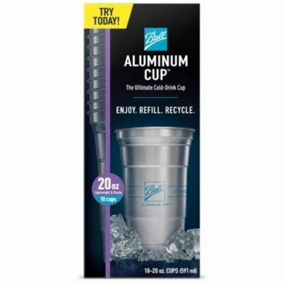 Ball Packaging  20 oz Aluminum Cold Drink Cups - Pack of 10